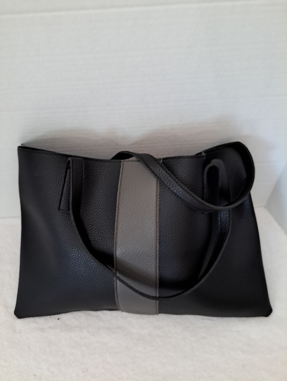 Vince Camuto Black Tote with Gray Center Stripe - Sleek Everyday Carry